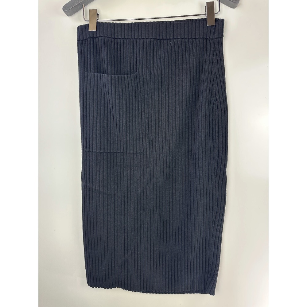 Universal Standard Ribbed Knit Patch Pocket Pencil Skirt Black M Plus Size 18 20 - Picture 3 of 11